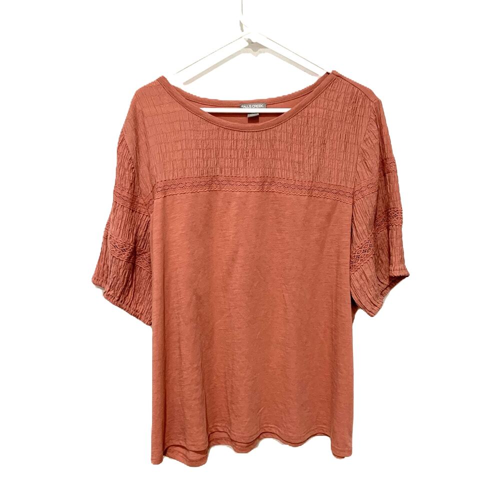 Falls Creek Top Women’s Size 2X Cotton Polyester Peach Cottage NWOT